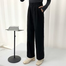 티데일리 여성용 기모 찰떡 핀턱 롱 와이드 겨울 슬랙스 빅사이즈 스판 팬츠