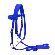 말 굴레 말 고삐 headstall 두꺼운 고삐 승마 액세서리 이동식 snaffle 나일론 웨빙 승마 장비, 블루 에스