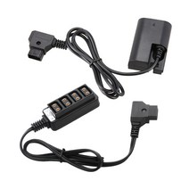 LP-E6 완전 디코딩 된 더미 배터리 어댑터 D-탭과 남성 D-탭 B 형 전원 DTAP 탭 4 여성 P-탭에 Ptap 어댑터, 검정, 하나