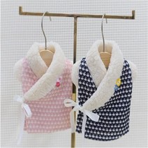 강아지 배자 대형견 설날 한복 꽃배지 한복 S-XL, 핑크색, S(소)