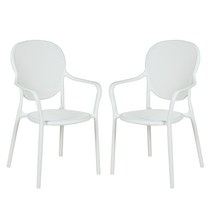 엘리 1+1 주방 식탁 카페 테라스 1인용 팔걸이 등받이 디자인 플라스틱 야외용의자, 1+1 화이트