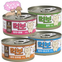 [냥냥멍멍이]먹보 고양이 젤리 반려묘 캔 사료 80g 24개입 생선살 풍부, 콤보(맛별6개씩)
