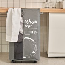 [리본제이]접이식 세탁바구니 햄퍼 이동식 빨래 바구니 90L, 롤링바스켓 90L_워시미