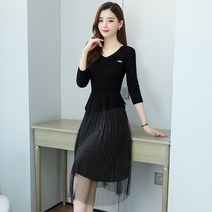 니트원피스 긴팔 봄 가을 룩 여성의류 유행 배합 코트 이너 x3개 2037114405