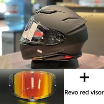 쇼에이 헬멧 풀페이스 반모 전체 얼굴 오토바이 Z8 RF-1400 승마 모토 크로스 레이싱 헬멧-매트 블랙, M, Revo red visor