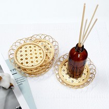 라탄 티코스터 대나무 고급 코스터 플라워, 1