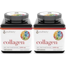 Youtheory Collagen Advanced with Vitamin C 유씨어리 콜라겐 6000mg 비타민C 120정 2팩