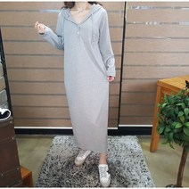 상상그이상 여성용 캐쥬얼 잔골지 소프트 후드 롱 원피스