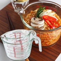 500/1000ml 내열강화유리 계량컵 글라스 비커 이유식 손잡이 라면물컵 눈금컵 베이킹, 500ml