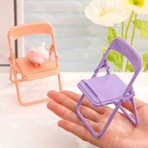 Rich Fun 미니의자 휴대폰거치대 파스텔 탁상용 핸드폰받침대 인테리어 소품, 옐로우(a)