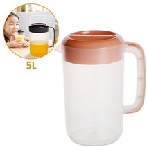음료디스펜서 피쳐 5L 대용량 가정용 주전자 음료 보관 용기 내열성 냉수 플라스틱 주스 투수, 02 라이트 그레이