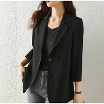 Momolatti 여성용 기초적인 블레이저 오버핏 뒤 슬릿 시폰 자켓
