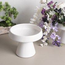 인테리어 꽃 플라워 화분 화병 수반 유리 도자기 조화, 유기스탠드수반 21*15cm, 화이트