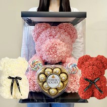 화이트데이 선물 세트 사탕 초콜릿 여자친구 꽃 꽃다발 초콜렛 페레로로쉐, 25cm(레드) 페레로하트 회오리사탕2개