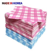 국산 부직포행주 비스코스 천연섬유 부드러운재질 체크행주 빨아쓰는 행주 100장, 국산 체크무늬행주 100장(블루/핑크)