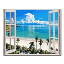 DIY 캔버스페인팅 명화그리기 유화 - 풍경 40x50, L113_창밖의 해변