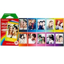 후지 필름 FUJIFILM 카메라 후지 필름 인스탁스 미니 11 9 인스턴트 카메라 8 7s 25 용 화이트 에지 3 인치, 15 Rainbow