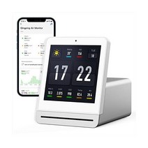 실내 공기질 측정기 PM2.5 온도 CO2 습도 감지 침실용 스마트 공기질 센서 2가지 색상의 충전식 기기 스마트 홈, White