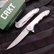 CRKT 7076 매튜 레치 업 플리퍼 접이식 나이프 새틴 플레인 블레이드 스테인레스 스틸 핸들 사냥 포켓 3 62