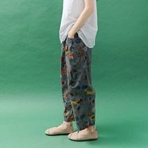 내추럴가든 보헤미안 린넨 꽃나염 팬츠