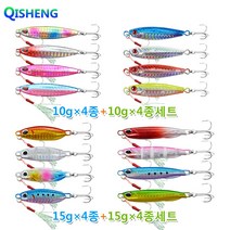 [QISHENG] 루어 미끼 메탈지그 16개입/세트, 10g*8+15g*8 16종, 혼합색상