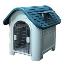 애견하우스 반려견 야외개집 조립식 애견집 플라스틱 강아지집 중소형견 창문형 환기원활 방수 철망문 방석 실내실외, 애견하우스 레드＋철망문＋방석(소)별