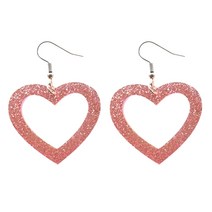가벼운 반짝이 심장 스터드 이어링 중공 하트 드롭 귀걸이 보석 여성