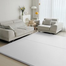 쁘띠메종 2단 폴더 거실매트 리넨 210X140X4cm, 리넨그레이X크림