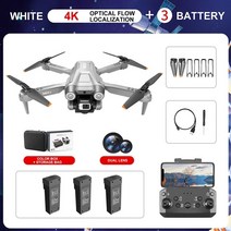 미니 드론 4k profesional 5g wifi gps dron 듀얼 hd 쿼드콥터 카메라 360 장애물 회피 드론 카메라 및 배터리, 4k 흰색 3b, 4k 흰색 3b