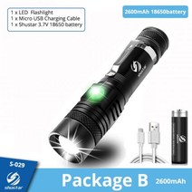 울트라 밝은 LED 손전등 XP-L V6 램프 구슬 방수 토치 Zoomable 4 조명 모드 다기능 USB 충전, Package B-2600mAh, CHINA, T6-Low brightness