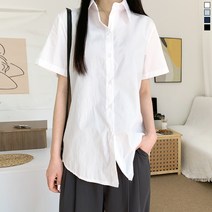 티데일리 어반 베이직 반팔 코튼 셔츠 여성용 무지 기본 남방