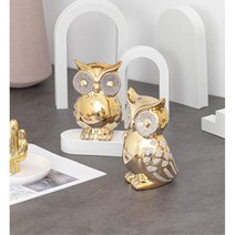 카페 가게개업선물 풍수 황금부엉이2P 장식 미니어쳐 모델하우스 데코 홈데코 테이블