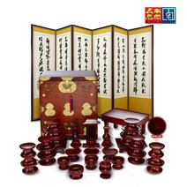 춘향골 남원목기 물푸레 복 제기 37p +오동함 (+향로상)+추사 사군자 6폭병풍, 3box, 춘향골 남원목기 물푸레 복 제기 37p + 오동함 (+향로상)+추사 산수화 6폭병풍