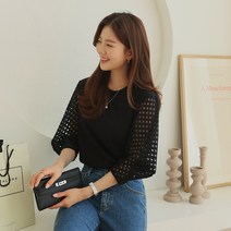 [메이뜰]쿠즈 펀칭 7부레이스티셔츠/55~77/세련미/심플/데일리