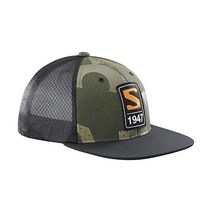 Salomon Trucker 플랫 캡 아웃도어 캡, 중형/대형, 블랙/AO/