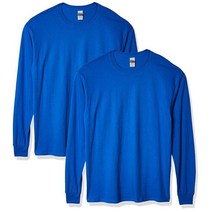 길단 남성용 헤비 코튼 긴소매 티셔츠 스타일 G5400 2팩 화이트.