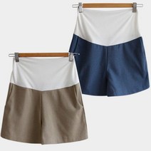 마미누리 임산부 T 마복대반바지 여름 린넨팬츠 3부 만삭임부복