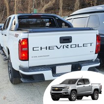 리얼 뉴콜로라도 트렁크 쉐보레 CHEVROLET 레터링 엠블렘 마스크 컬러 포인트 로고 카본 유광 무광 데칼 스티커, 프론트(크로스)+트렁크 엠블렘, 무광블랙