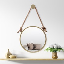 빈티지 스트랩 벽거울 40cm, 골드