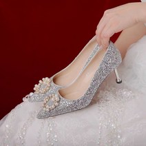 반짝이 구두 힐 4.5cm 골드 실버 연주회 파티 웨딩 슈즈 화려한 셀프 여성 드레스 큐빅 여자 글리터 포인트