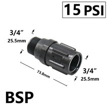 3/4 Iinch BSP 스레드 저유량 압력 조절 밸브 농업용 드립 관개 15/20/25/30/45PSI 감소, 01 15 PSI