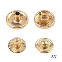 스냅 패스너 금속 단추 프레스 스터드 가죽 천 핸드백 청바지 제작, Gold 831, 50pcs