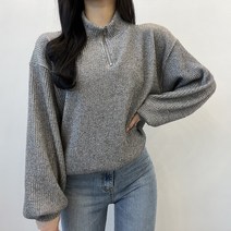 VANANA2 국내제작 코듀로이 아노락 반집업 긴팔 니트 티셔츠 3color