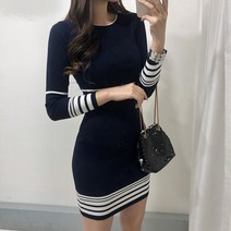 베이시코 / [재진행 ]배색 스티치 미니 니트 원피스