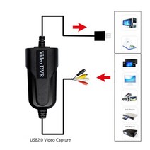 비디오테이프 변환 추억복원 USB 2.0 비디오 캡처 카드 AV RCA 변환기 휴대용 어댑터 케이블 DV/VHS TV, 한개옵션0