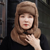 보온 모자 엄마 강화 동북 겨울 중장년층 모자 자전거 방한 여성 노인 야외 타고, 프리사이즈 (모자만), 가죽 핑크