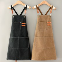 캔버스 앞치마 바리스타 미술 화방 공예 도예 공방 작업 작업용, 카키