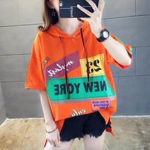 kirahosi 여름 여성 후드티 여자 반팔 티셔츠 해외여행 반소매티 여름옷 451 GS +덧신 증정 T5qct0p