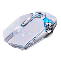 게이밍마우스 게임용 컴퓨터 무선 광학 24G USB 게임용 마우스 1600DPI 7 색 LED 백라이트 충전식 무소음 P, 03 white, 한개옵션1