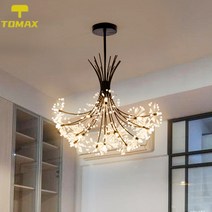 TOMAXIN 민들레 크리스탈 LED 샹들리에 현대 꽃 따뜻한 조명 침실 식당 연구 홈 조명 매달려 램프 조명기구, 19Heads, 백색광, 검정